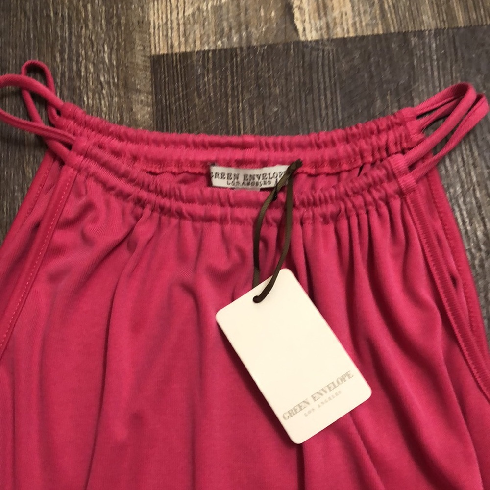 NWT Green Envelope pink halter style top